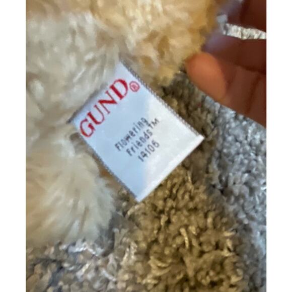 9" Gund Teddy Bear Plush Bear Stuffed Animal Roses Ribbon Nursery Baby Shower - Picture 9 of 12